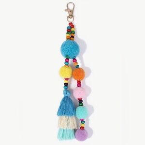 Boho Tassel, Pom Pom Colourful Keychain, Bag Charm New